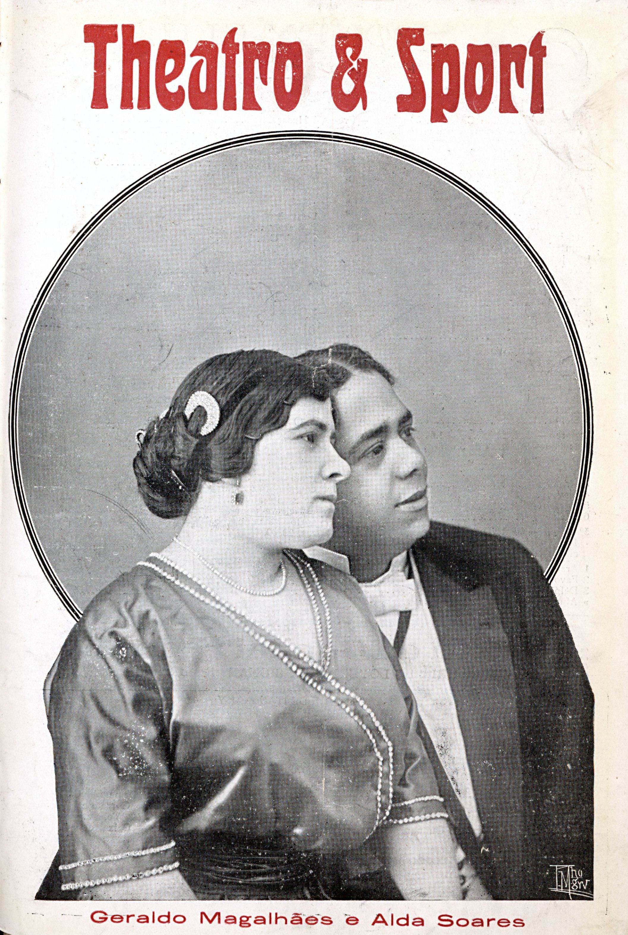 Foto de Geraldo Magalhães e Alda Soares na capa da Revista Theatro & Sport de 1916