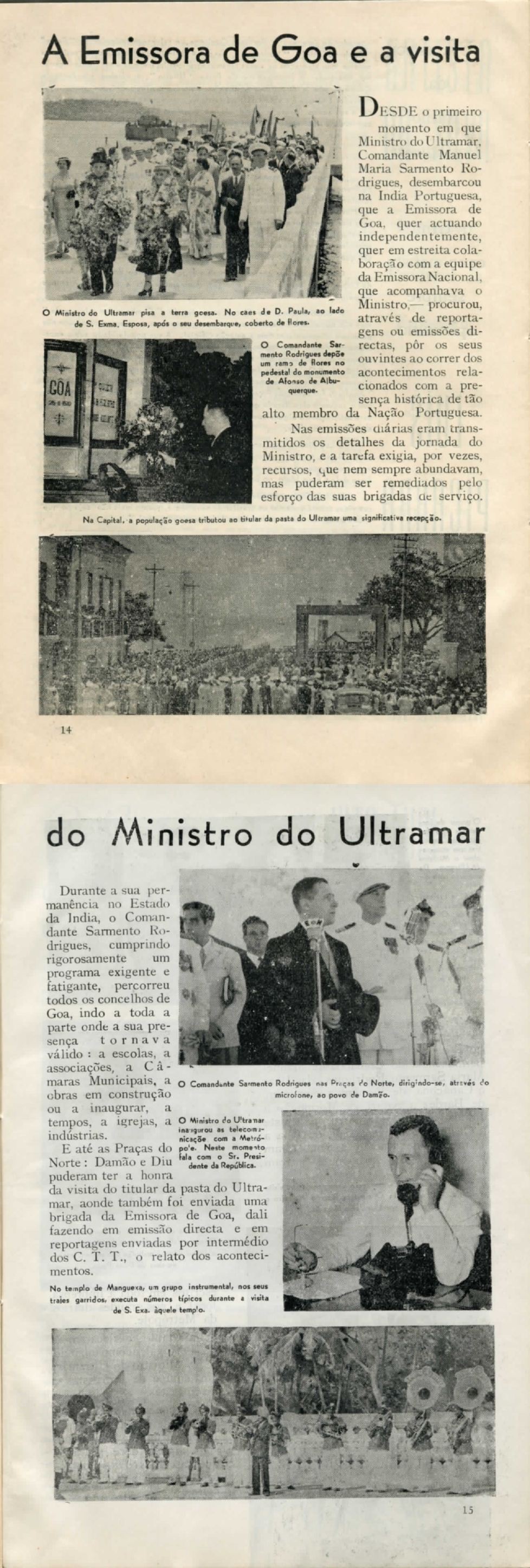 Reportagem sobre a visita do ministro de ultramar, Manuel Sarmento Rodrigues, a Goa