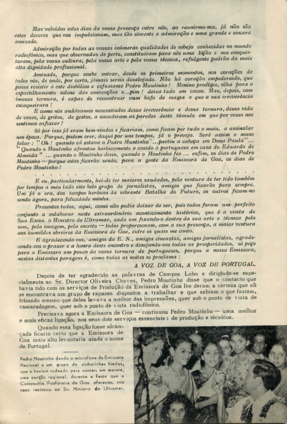 Reportagem sobre a visita da comitiva da Emissora Nacional a Goa (cont.)