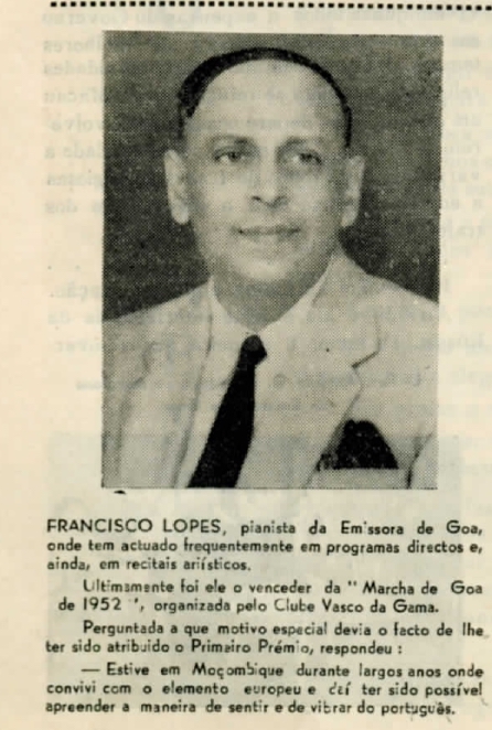 Foto de Francisco Lopes, pianista da Emissora de Goa